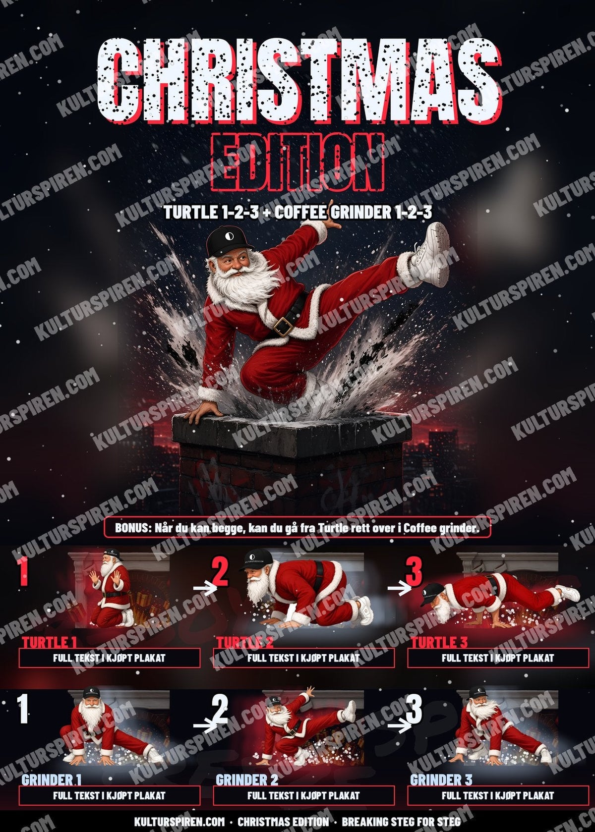 Juleplakat Christmas Edition – Turtle 1-2-3 og Coffee grinder 1-2-3