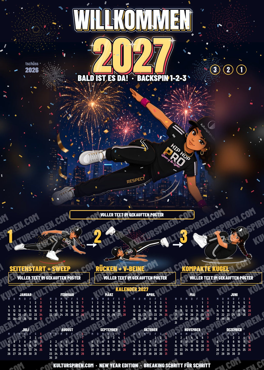 新年海报 – Welcome 2027 Backspin 50×70 印刷版 – 预览（Deutsch）