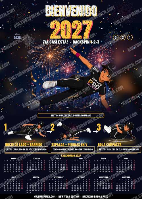 新年海报 – Welcome 2027 Backspin 50×70 印刷版 – 预览（Español）