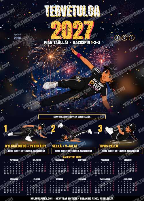 新年海报 – Welcome 2027 Backspin 50×70 印刷版 – 预览（Suomi）