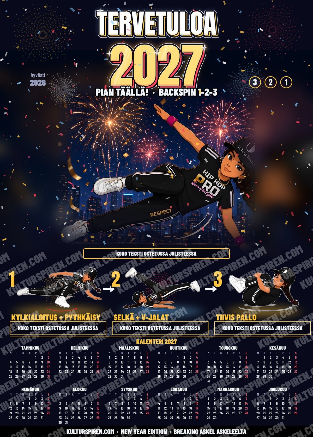 新年海报 – Welcome 2027 Backspin 50×70 印刷版 – 预览（Suomi）