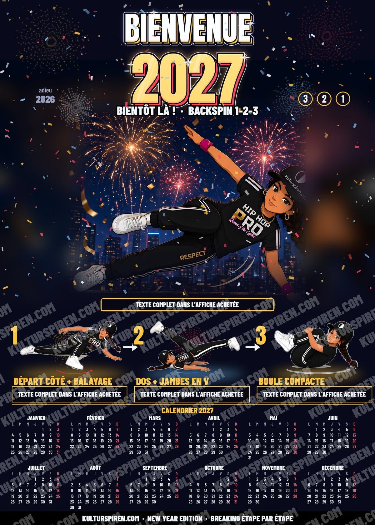 新年海报 – Welcome 2027 Backspin 50×70 印刷版 – 预览（Français）
