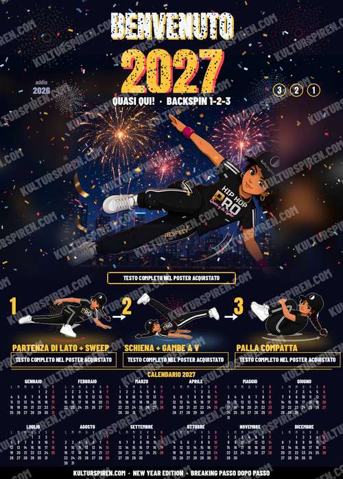 新年海报 – Welcome 2027 Backspin 50×70 印刷版 – 预览（Italiano）