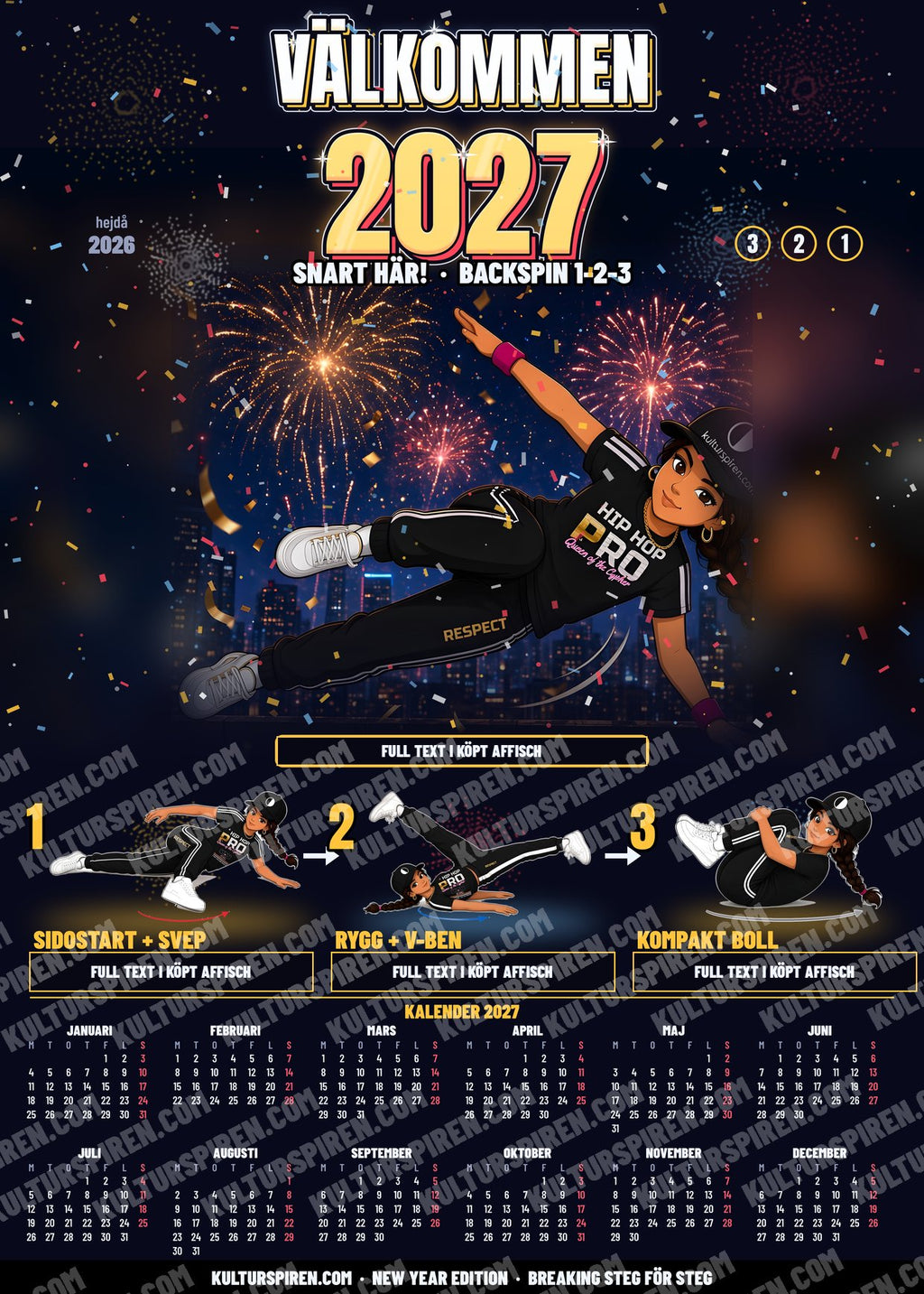 新年海报 – Welcome 2027 Backspin 50×70 印刷版 – 预览（Svenska）