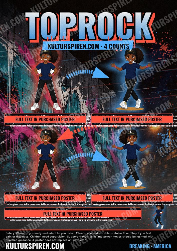 Toprock plakat Amerika – 4 tellinger + hopp (forhåndsvisning)
