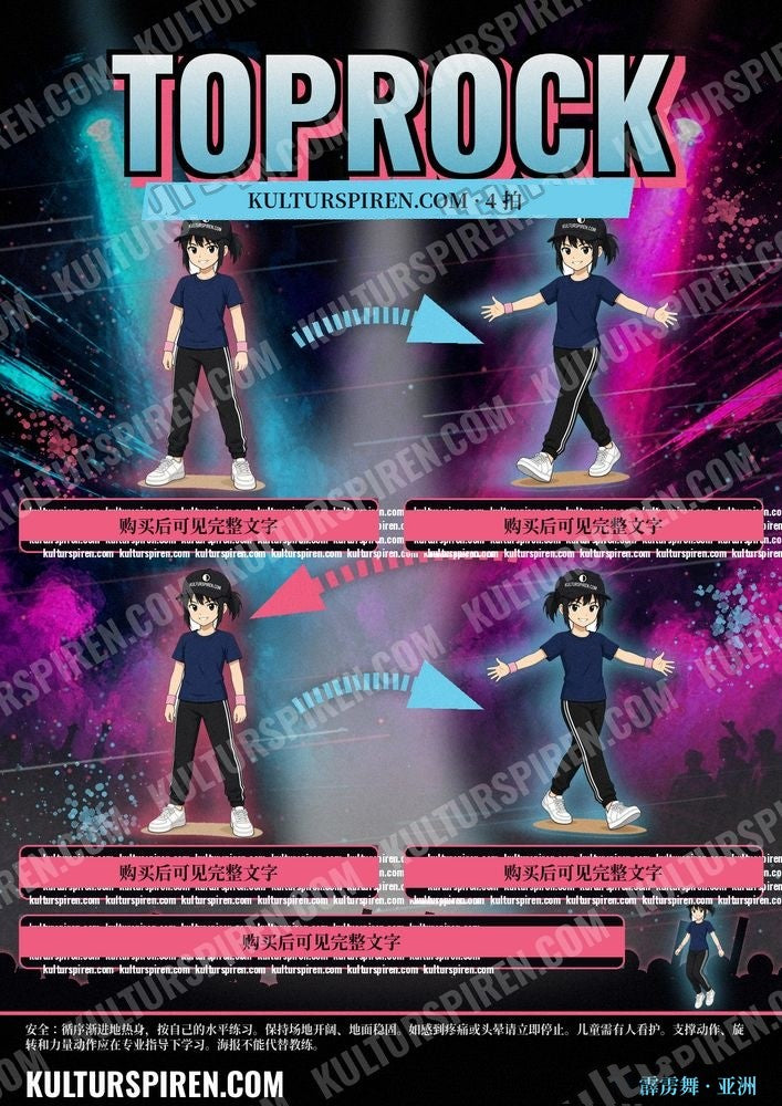 Toprock plakat Asia – 4 tellinger + hopp (forhåndsvisning)