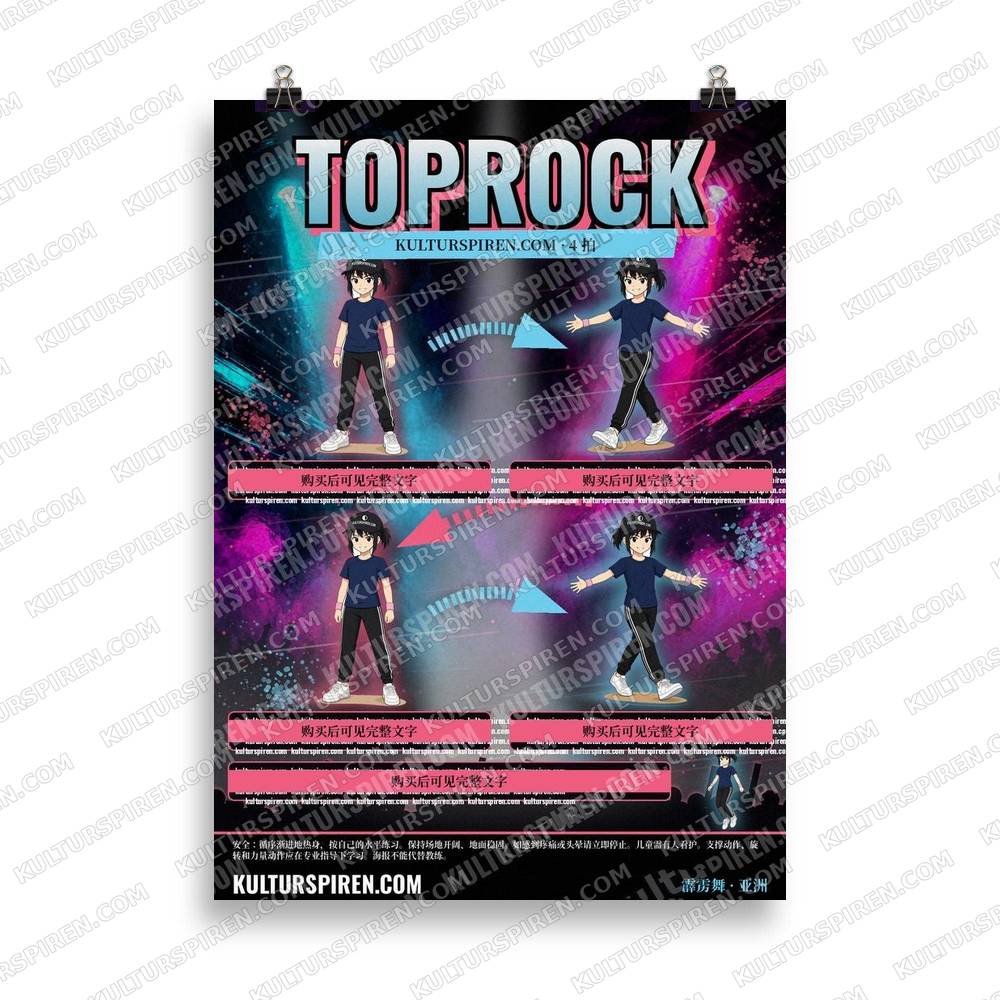 Toprock plakat Asia – 4 tellinger + hopp (forhåndsvisning) – plakat på vegg