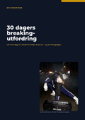 Forsiden av 30 dagers breaking-utfordring med Fredrik Otterbech i freeze ved en ghettoblaster (KI-forbedret etter originalfoto)
