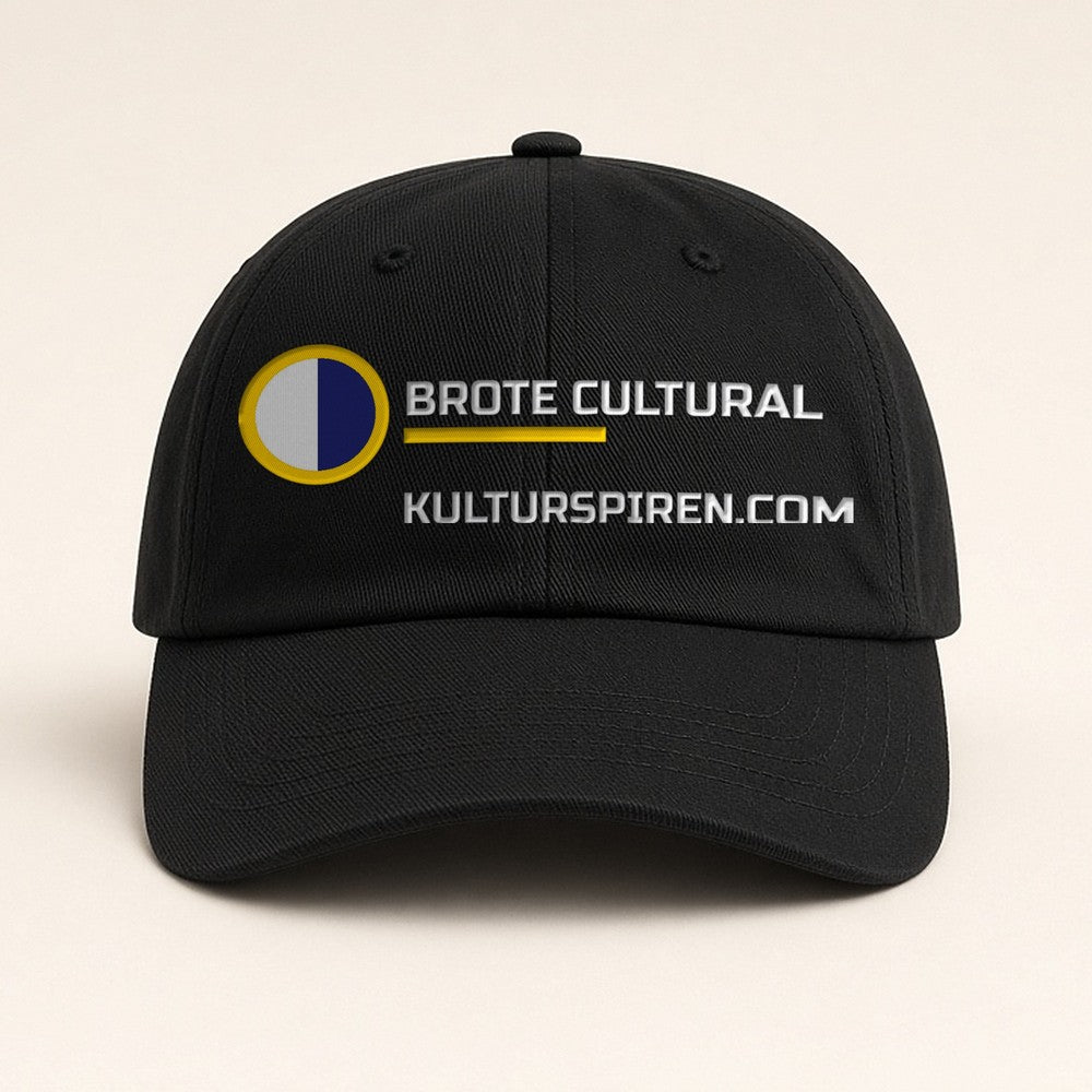 Svart Kulturspiren-kaps (rund logo) brodert – spansk, kulturspiren.com