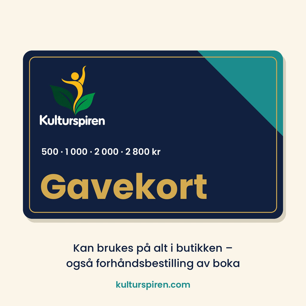 Gavekort fra Kulturspiren – 500, 1 000, 2 000 eller 2 800 kr, gjelder hele butikken