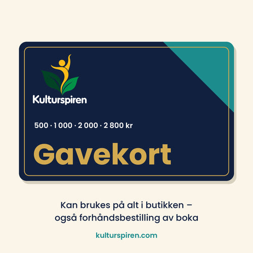 Gavekort fra Kulturspiren – 500, 1 000, 2 000 eller 2 800 kr, gjelder hele butikken