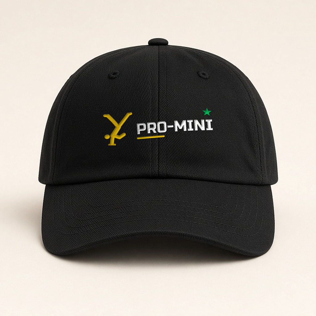 Svart PRO-MINI-kaps med brodert PRO-MINI-logo