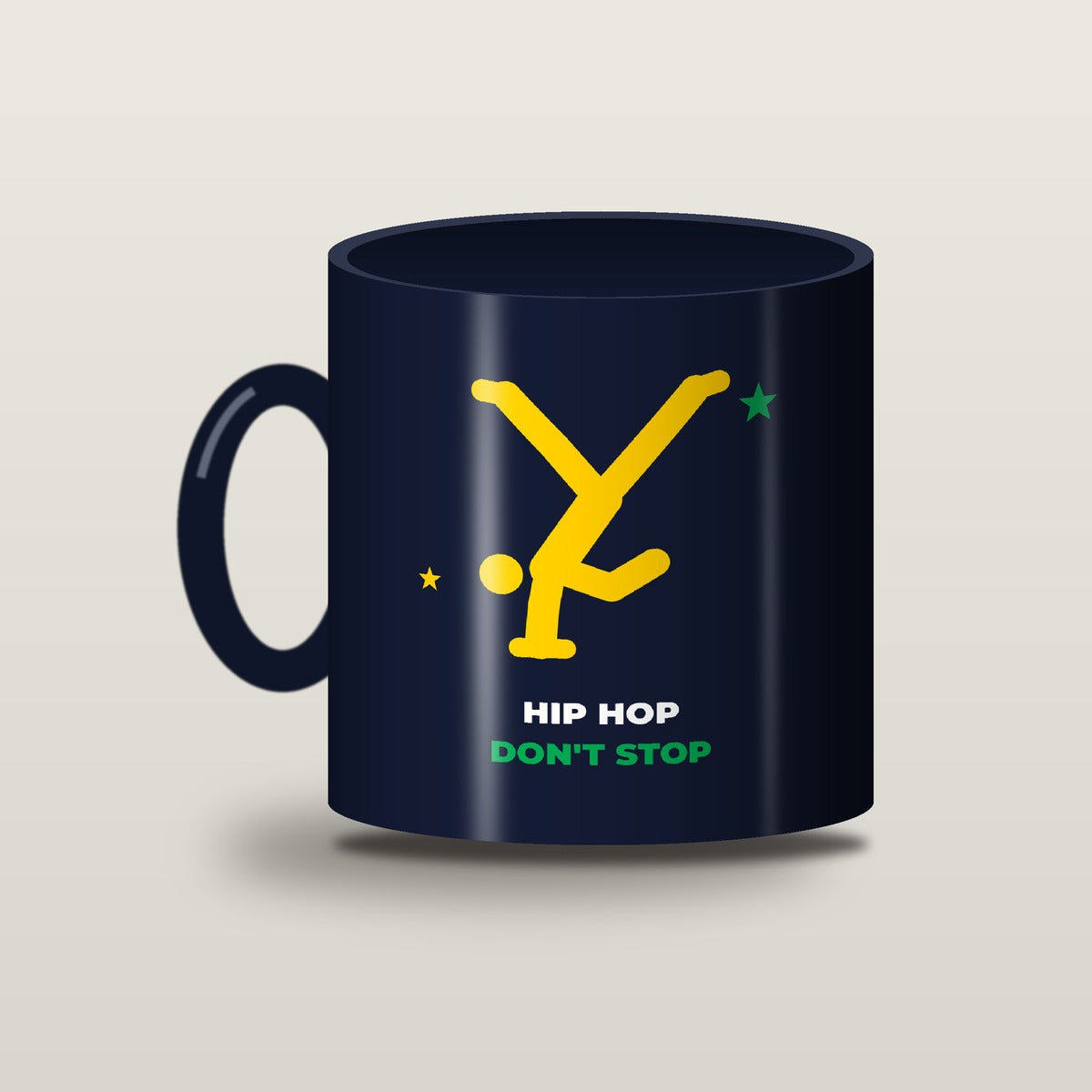PRO-MINI-kopp, bakside med gul breaker og HIP HOP DON'T STOP