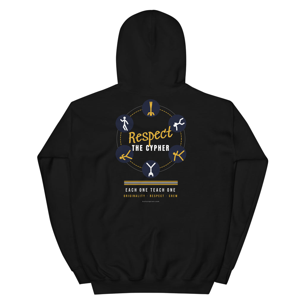 CYPHER Hoodie i svart – bakfra med cypher-ring av breakingmoves