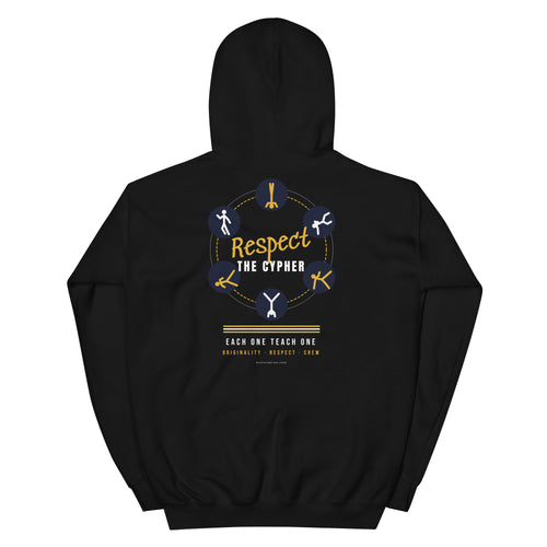 CYPHER Hoodie i svart – bakfra med cypher-ring av breakingmoves